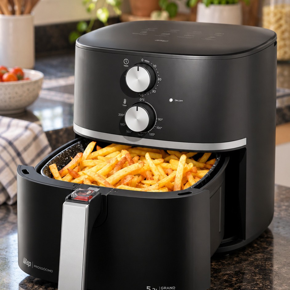 Air fryer WAP WAFG2S preta na bancada da cozinha