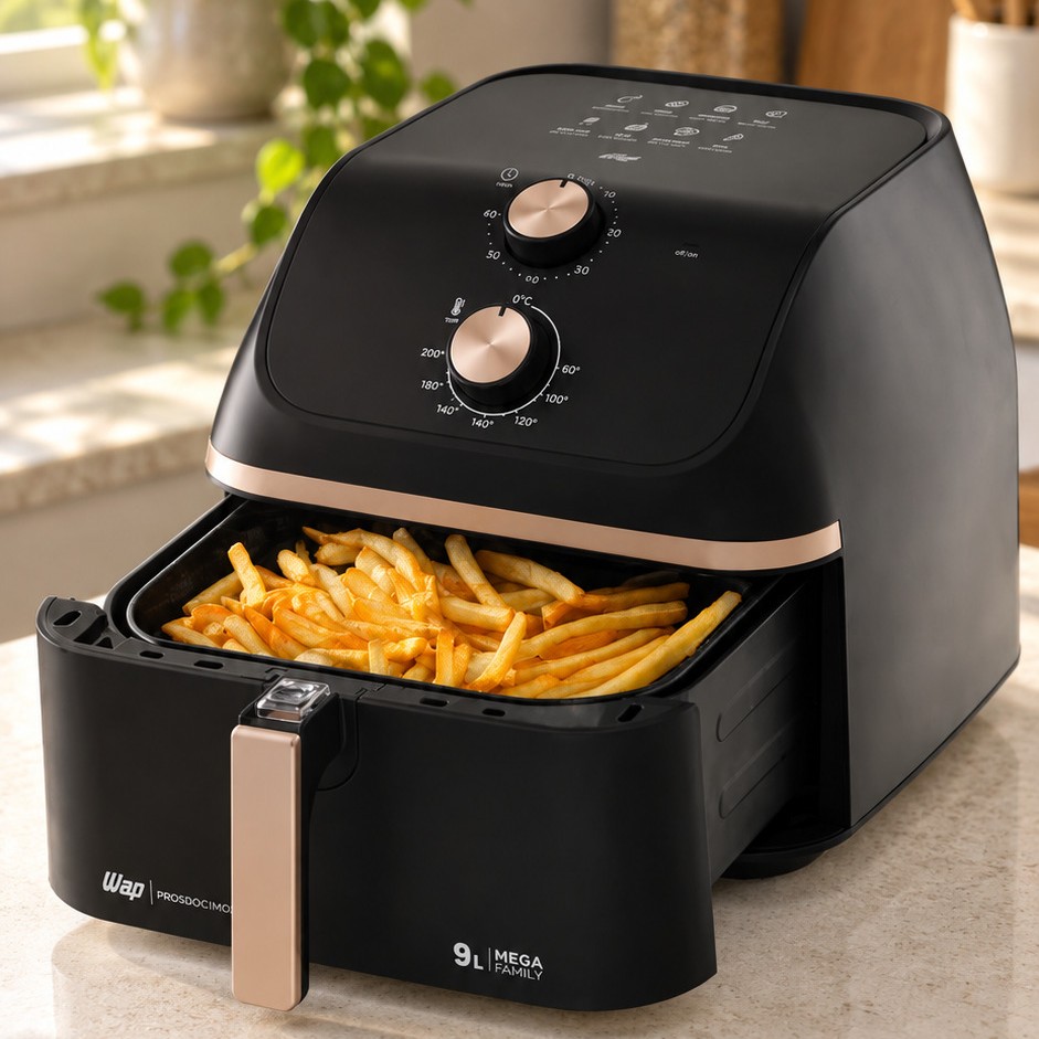 Air fryer WAP WAFM9 preta na bancada da cozinha